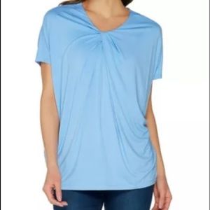 NWOT Twist Front Dolman Sleeve Top ROBIN’S EGG BLUE 1X soft knit, loose fit